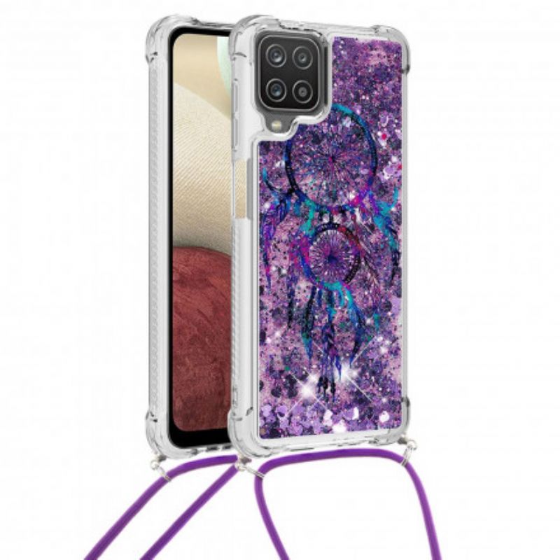 Cover Samsung Galaxy A12 / M12 Med Snor Med Pailletter Drawstring Dreamcatcher