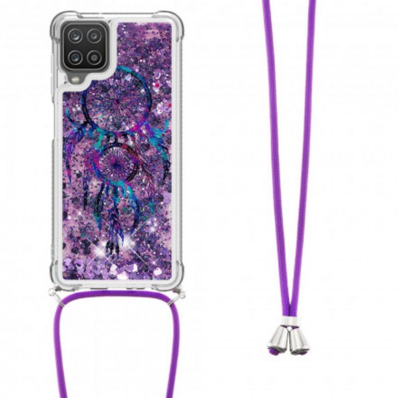 Cover Samsung Galaxy A12 / M12 Med Snor Med Pailletter Drawstring Dreamcatcher