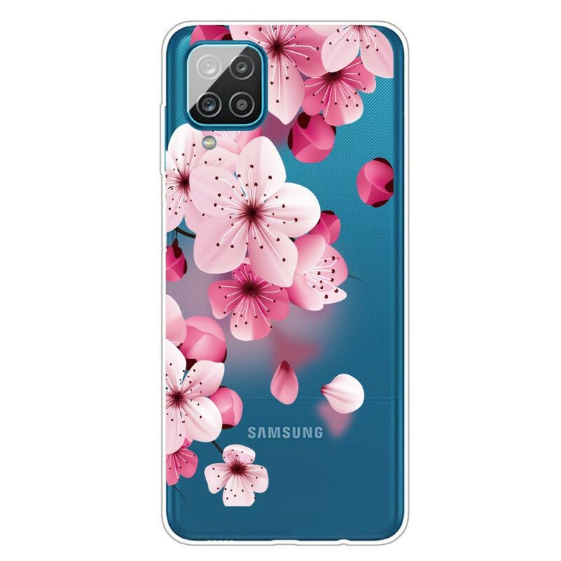 Cover Samsung Galaxy A12 / M12 Små Lyserøde Blomster