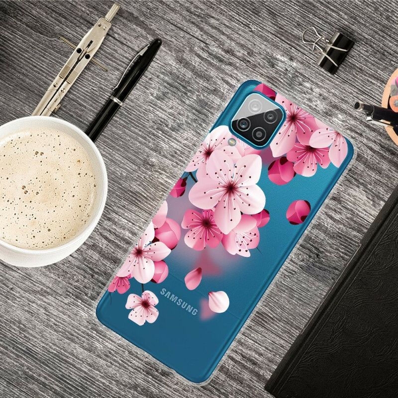 Cover Samsung Galaxy A12 / M12 Små Lyserøde Blomster