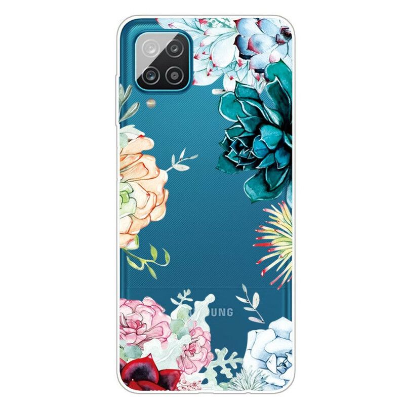 Cover Samsung Galaxy A12 / M12 Sømløse Akvarelblomster