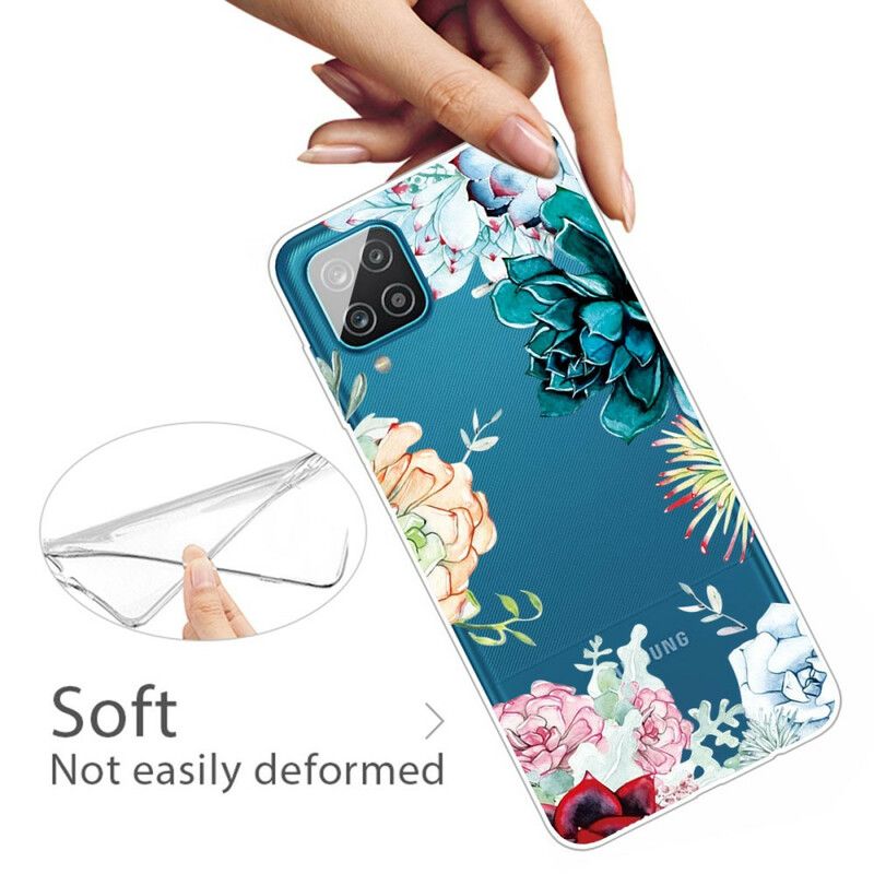 Cover Samsung Galaxy A12 / M12 Sømløse Akvarelblomster