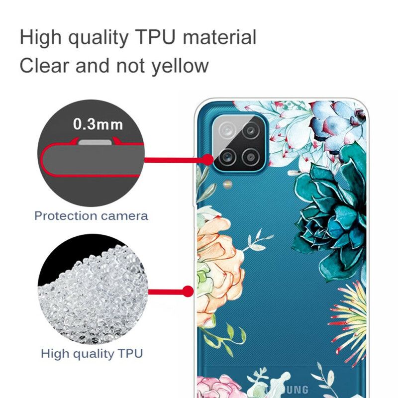 Cover Samsung Galaxy A12 / M12 Sømløse Akvarelblomster