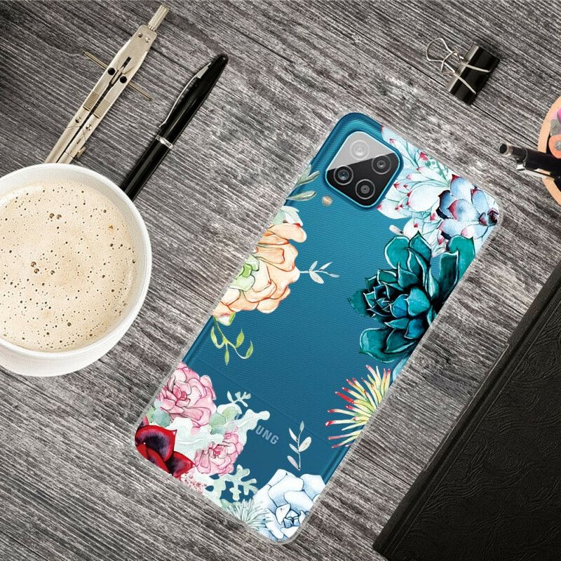 Cover Samsung Galaxy A12 / M12 Sømløse Akvarelblomster