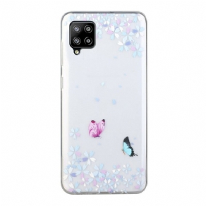 Cover Samsung Galaxy A12 / M12 Transparente Sommerfugle Og Blomster