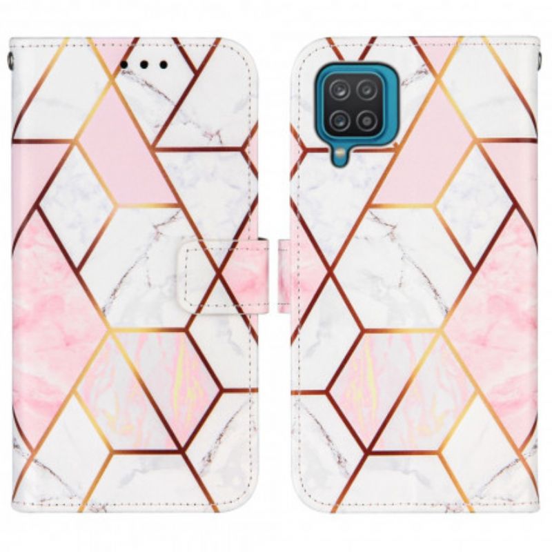 Flip Cover Samsung Galaxy A12 / M12 Geometrisk Marmor