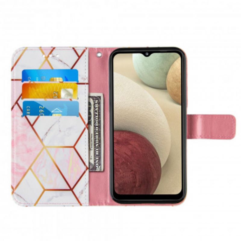 Flip Cover Samsung Galaxy A12 / M12 Geometrisk Marmor