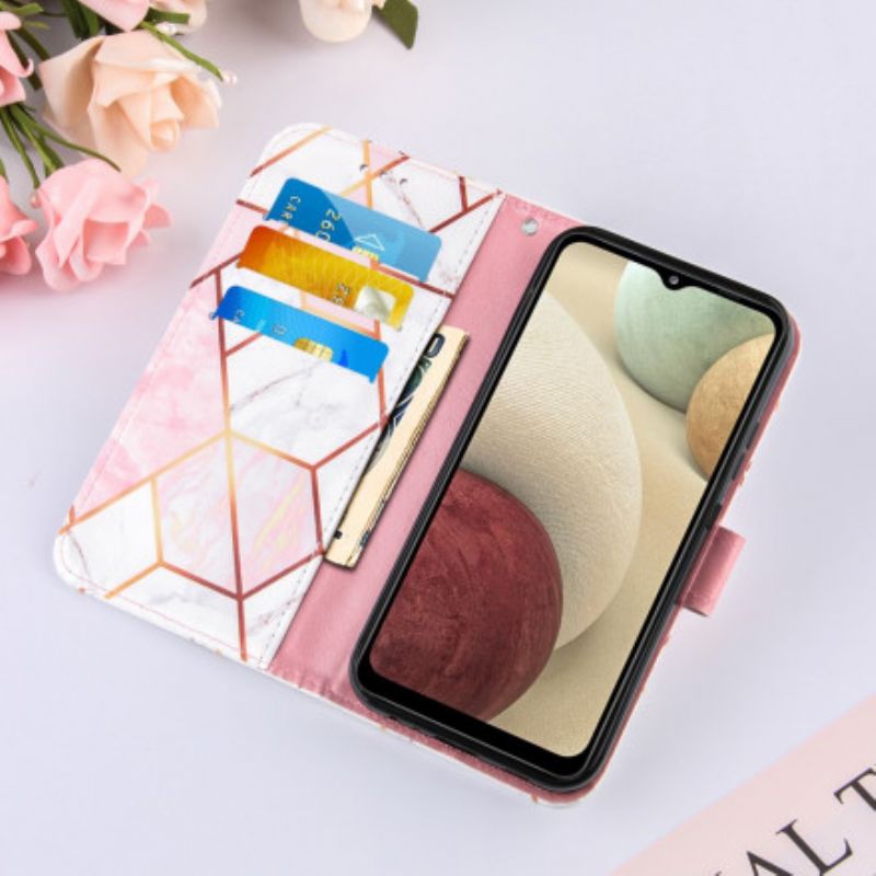 Flip Cover Samsung Galaxy A12 / M12 Geometrisk Marmor