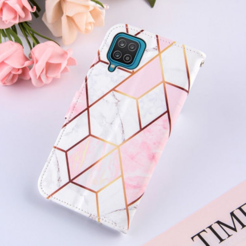 Flip Cover Samsung Galaxy A12 / M12 Geometrisk Marmor