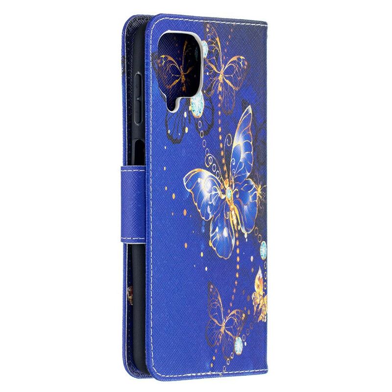 Flip Cover Samsung Galaxy A12 / M12 Gyldne Sommerfugle