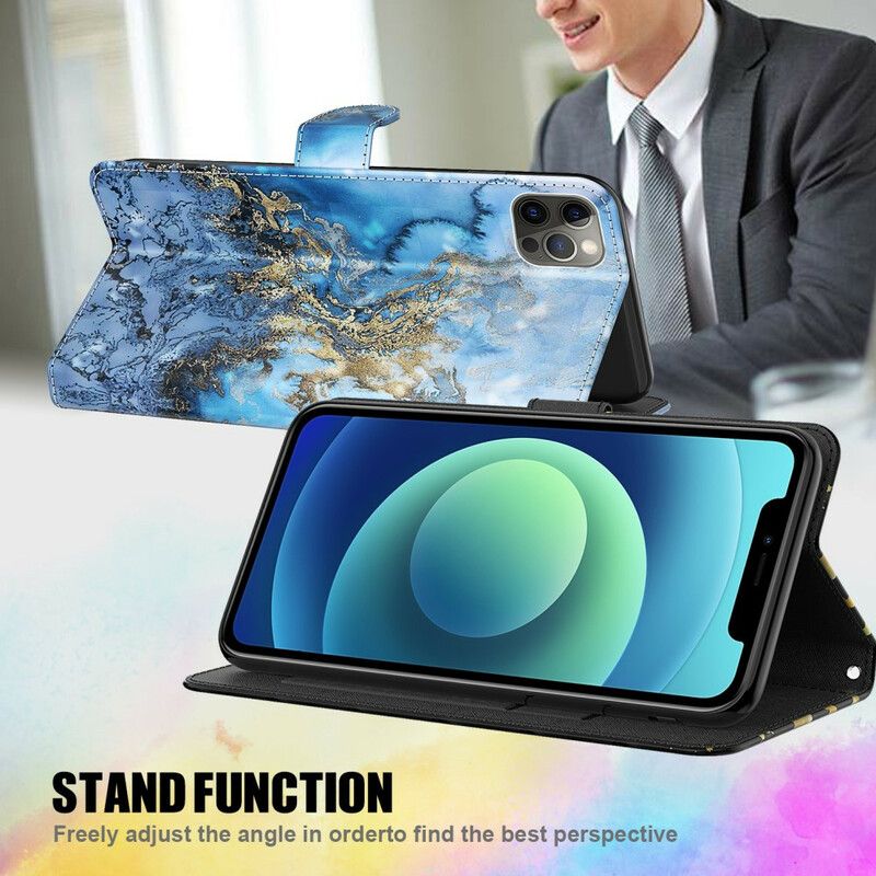 Flip Cover Samsung Galaxy A12 / M12 Light Spot Marble Design Med Nøglebånd