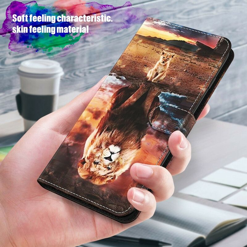 Flip Cover Samsung Galaxy A12 / M12 Lyspletløve Med Snor