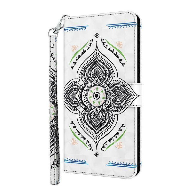 Flip Cover Samsung Galaxy A12 / M12 Mandala Lyspletter Med Snor