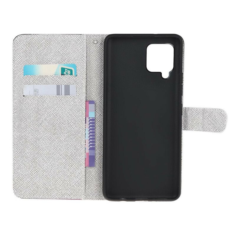 Flip Cover Samsung Galaxy A12 / M12 Med Snor Lunar Strap Blomster