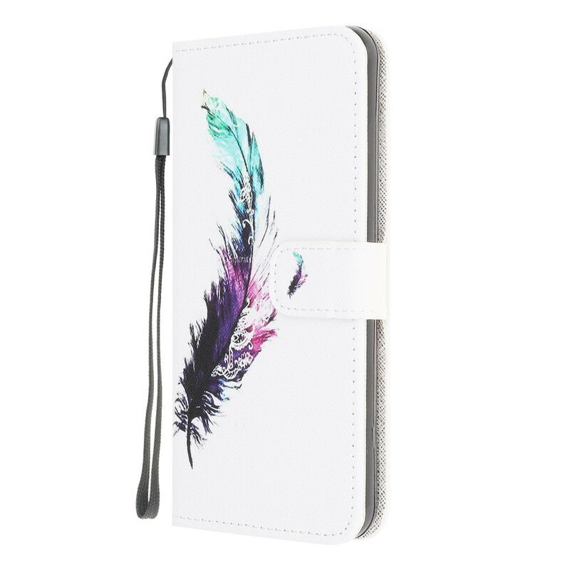 Flip Cover Samsung Galaxy A12 / M12 Med Snor Thong Fjer