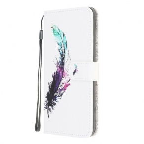 Flip Cover Samsung Galaxy A12 / M12 Med Snor Thong Fjer