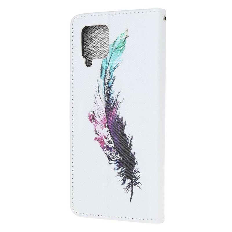 Flip Cover Samsung Galaxy A12 / M12 Med Snor Thong Fjer