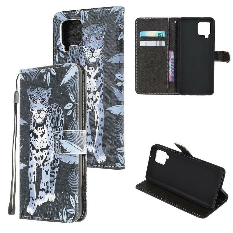 Flip Cover Samsung Galaxy A12 / M12 Med Snor Thong Leopard