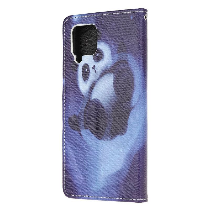 Flip Cover Samsung Galaxy A12 / M12 Med Snor Thong Space Panda