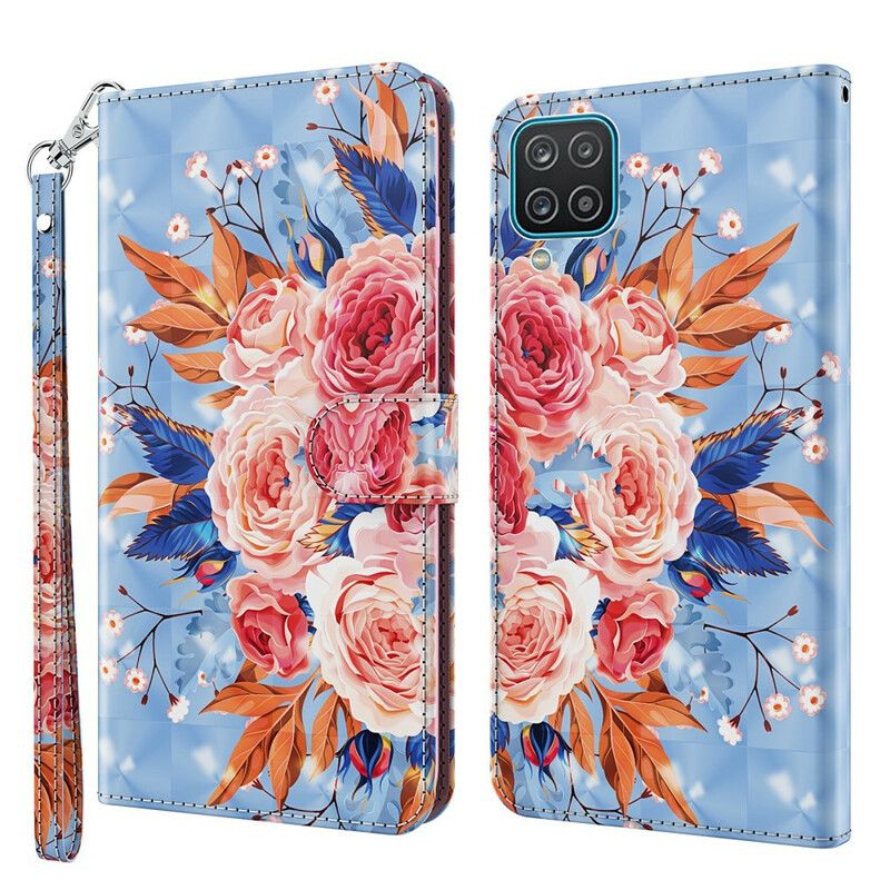 Flip Cover Samsung Galaxy A12 / M12 Romantisk Spotlys Med Snor