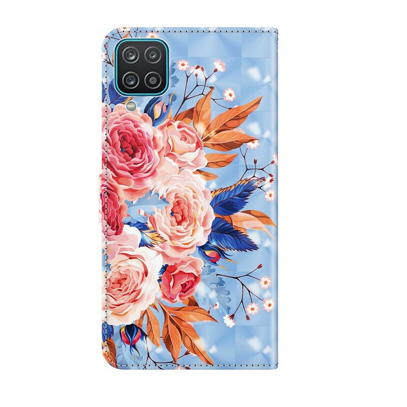 Flip Cover Samsung Galaxy A12 / M12 Romantisk Spotlys Med Snor