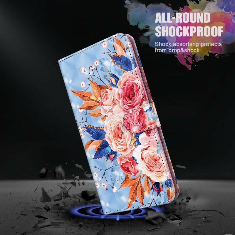 Flip Cover Samsung Galaxy A12 / M12 Romantisk Spotlys Med Snor