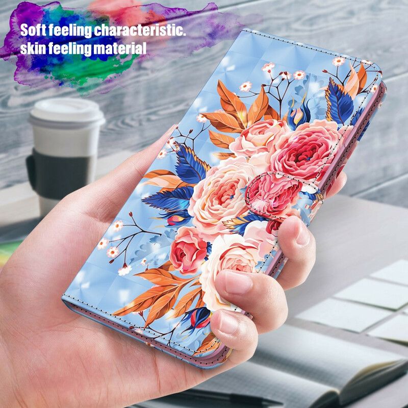 Flip Cover Samsung Galaxy A12 / M12 Romantisk Spotlys Med Snor