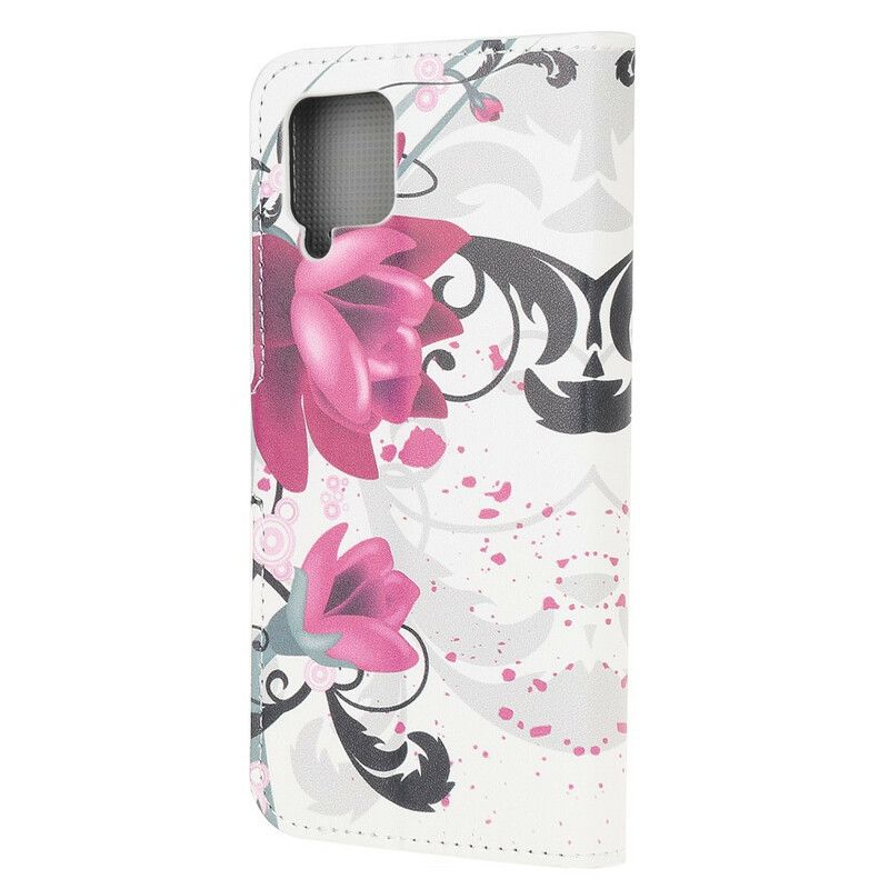 Flip Cover Samsung Galaxy A12 / M12 Tropiske Blomster