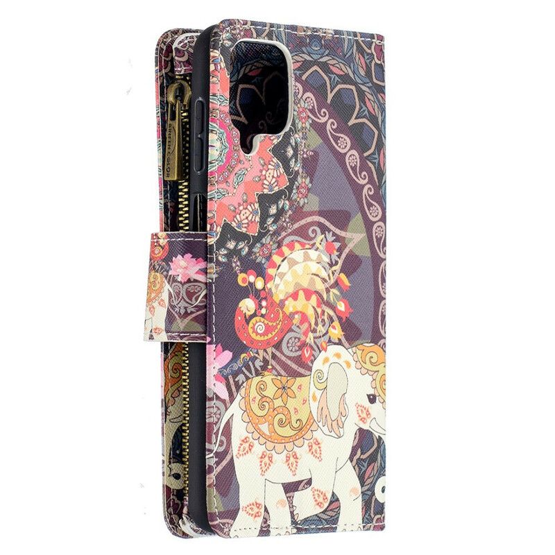 Læder Cover Samsung Galaxy A12 / M12 Elefant Lynlåslomme