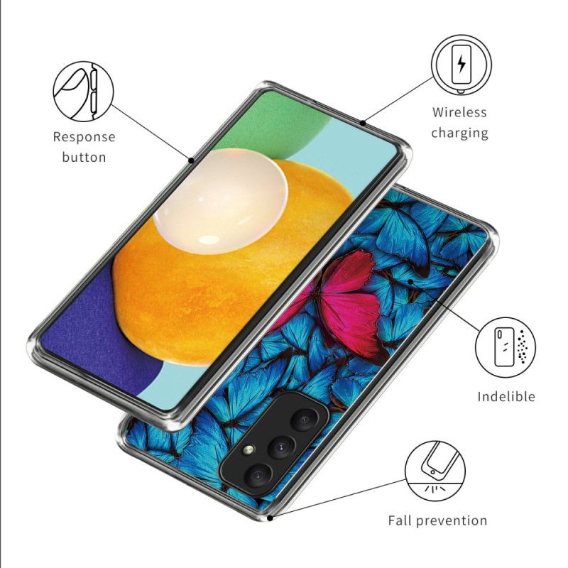 Cover Samsung Galaxy A55 5g Rød Sommerfugl