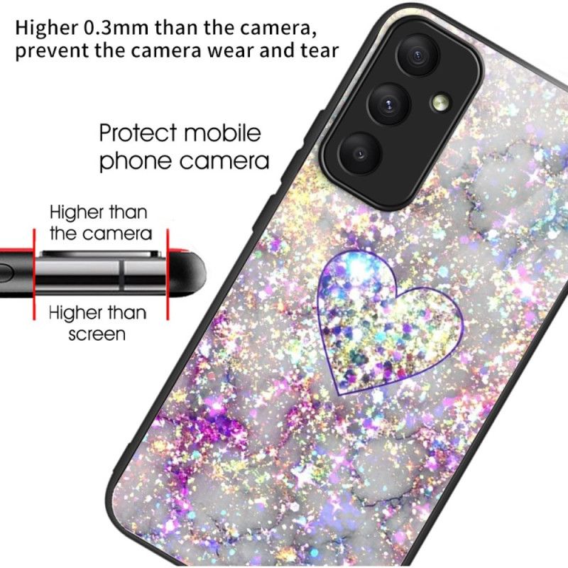 Cover Samsung Galaxy A55 5g Skinnende Hjerte Hærdet Glas