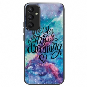 Cover Samsung Galaxy A55 5g Telefon Etui Stop Aldrig Med At Drømme Hærdet Glas