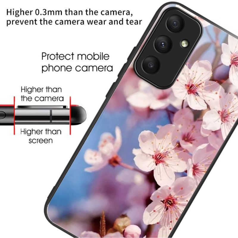 Cover Til Samsung Galaxy A55 5g Ferskenblomster Af Hærdet Glas