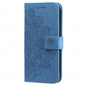 Læder Cover Samsung Galaxy A55 5g Telefon Etui Blomstermandala Med Rem