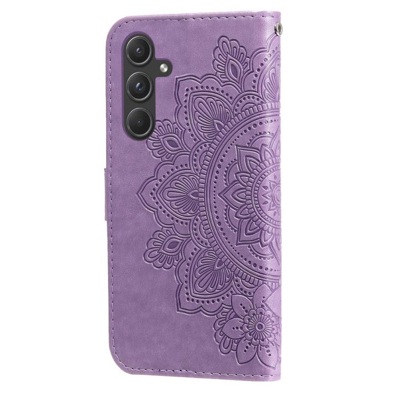 Læder Cover Samsung Galaxy A55 5g Telefon Etui Blomstermandala Med Rem