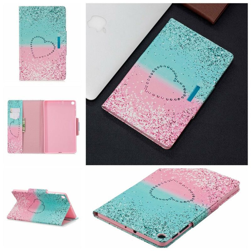 Flip Cover Samsung Galaxy Tab A 10.1 (2019) Hjerte Pailletlås Design