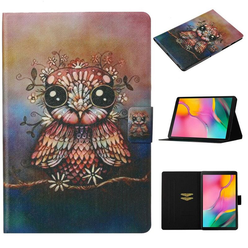 Flip Cover Samsung Galaxy Tab A 10.1 (2019) Kunstnerisk Ugle