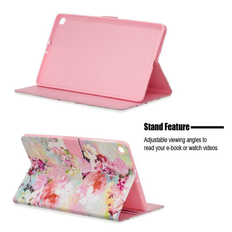 Læder Cover Samsung Galaxy Tab A 10.1 (2019) Blomsterserie