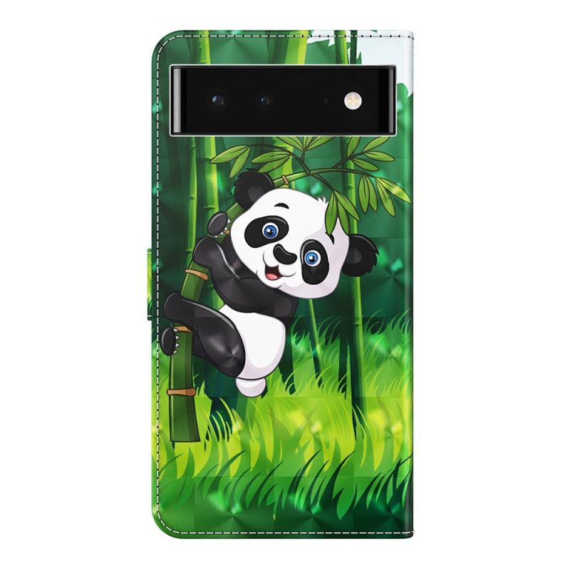 Flip Cover Google Pixel 7 Med Snor Thong Panda Og Bambus