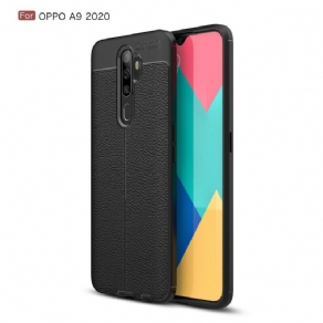 Cover Oppo A9 2020 / A5 2020 Dobbelt Linje Litchi Læder Effekt