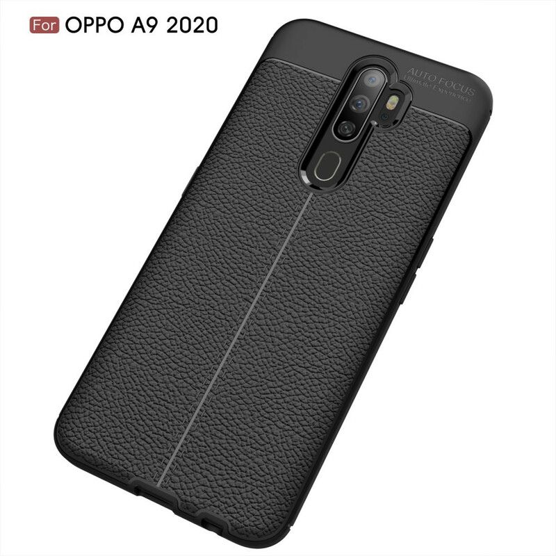 Cover Oppo A9 2020 / A5 2020 Dobbelt Linje Litchi Læder Effekt