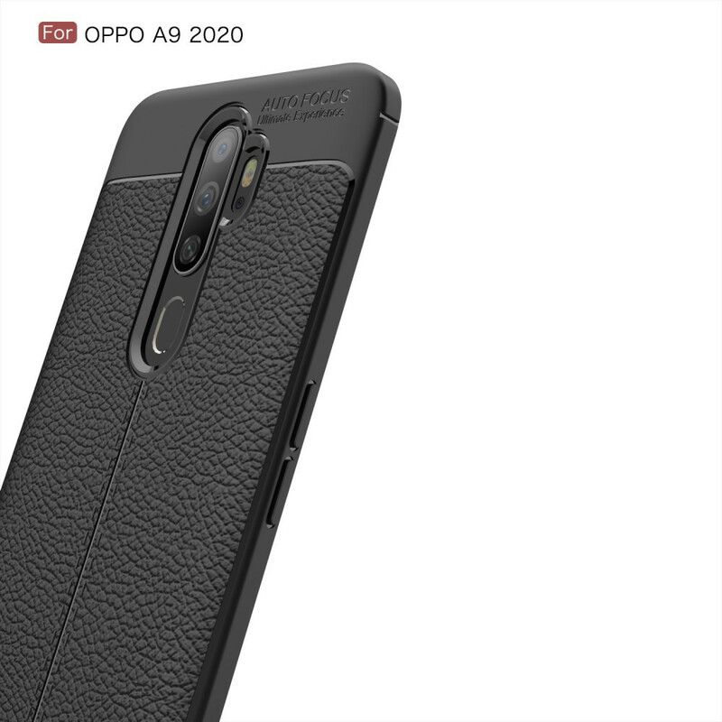 Cover Oppo A9 2020 / A5 2020 Dobbelt Linje Litchi Læder Effekt