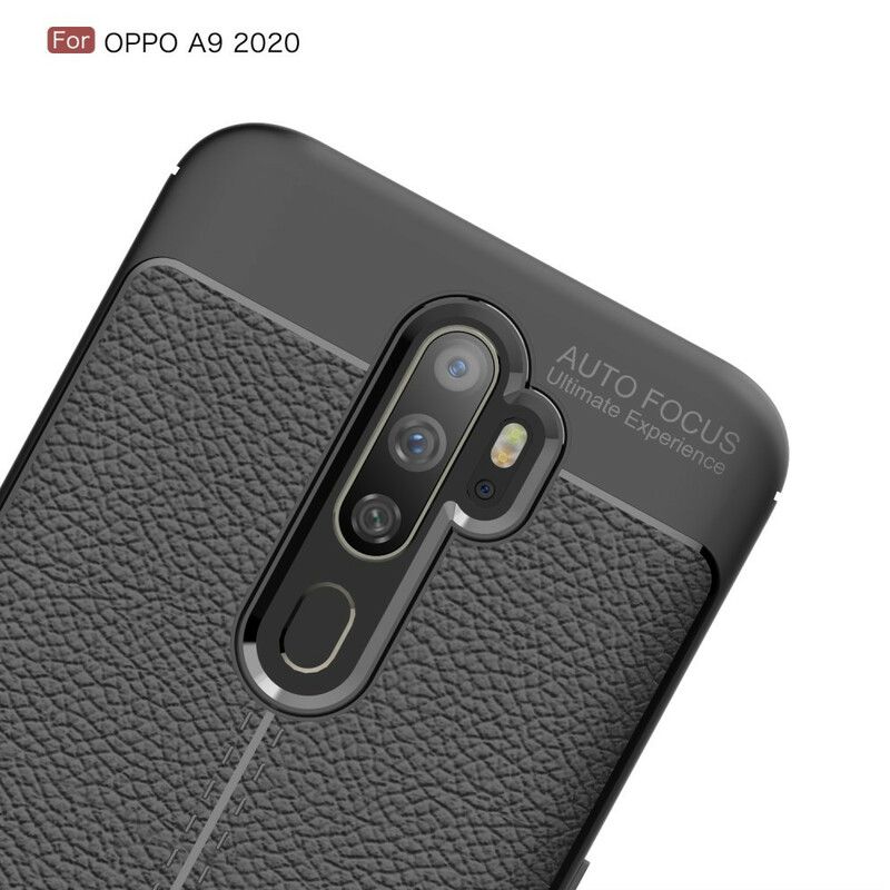 Cover Oppo A9 2020 / A5 2020 Dobbelt Linje Litchi Læder Effekt