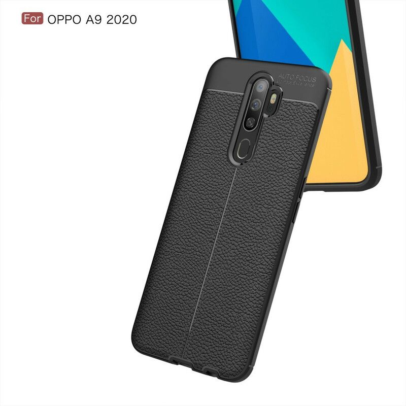 Cover Oppo A9 2020 / A5 2020 Dobbelt Linje Litchi Læder Effekt