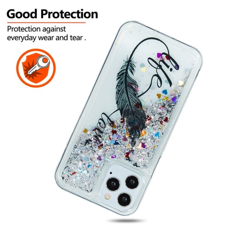 Cover iPhone 15 Pro Fjer Pailletter