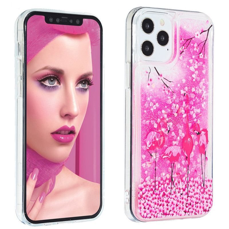 Cover iPhone 15 Pro Flamingo Glitter