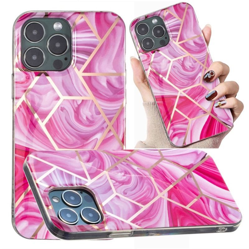 Cover iPhone 15 Pro Geometrisk Marmor