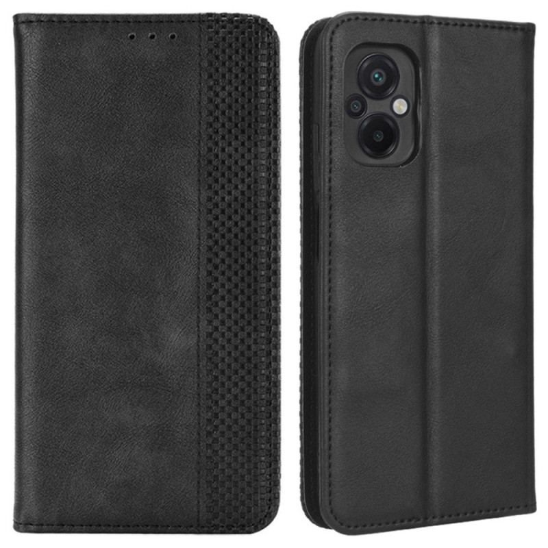 Cover Poco M5 Flip Cover Stiliseret Læderstil