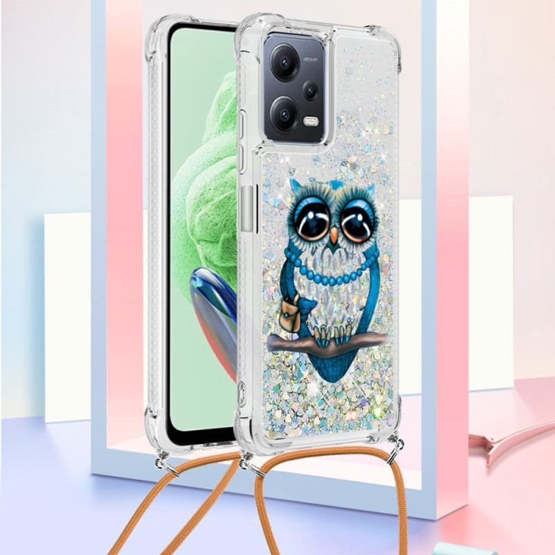 Cover Poco X5 5G Med Snor Sequin Snøre Miss Owl