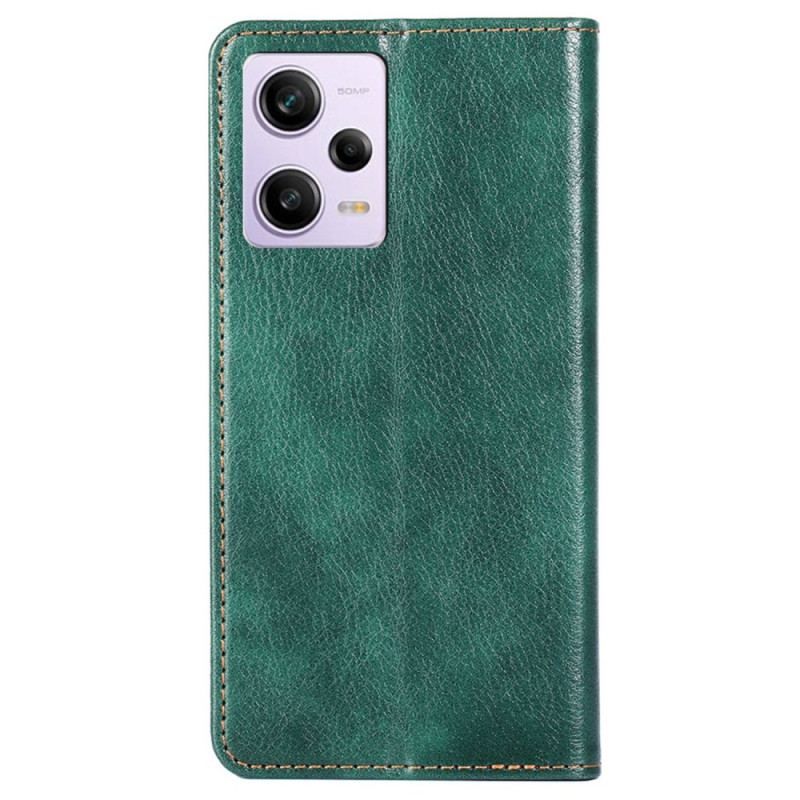 Cover Poco X5 Pro 5G Flip Cover Imiteret Lædersøm